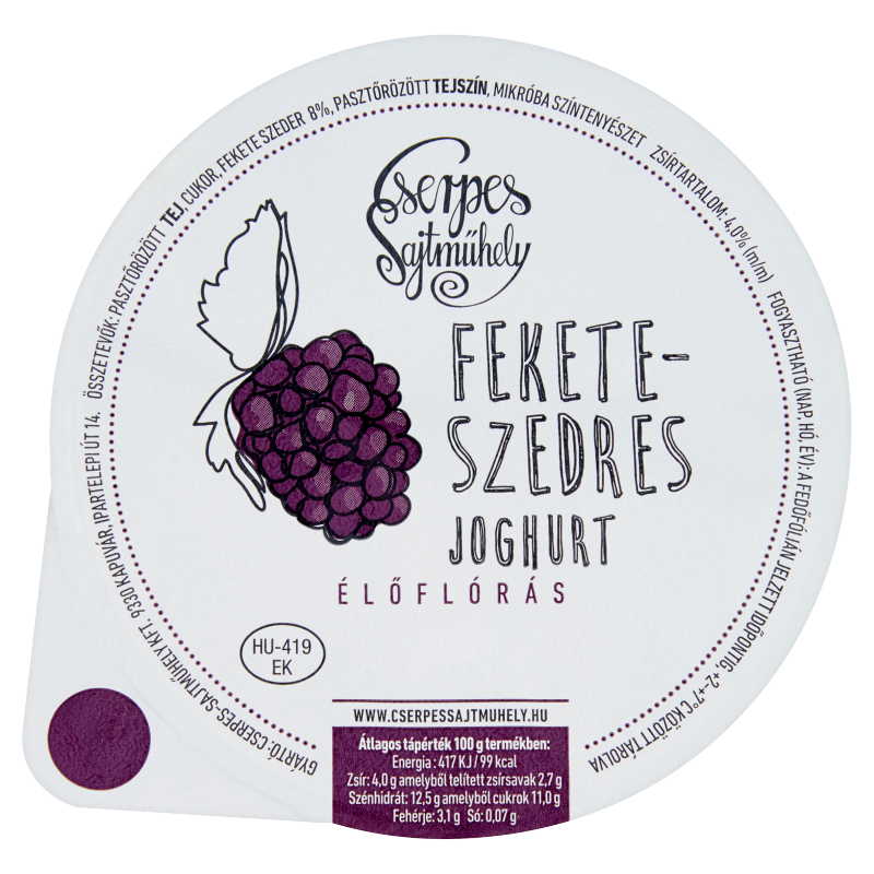 Cserpes joghurt 250 g feketeszedres