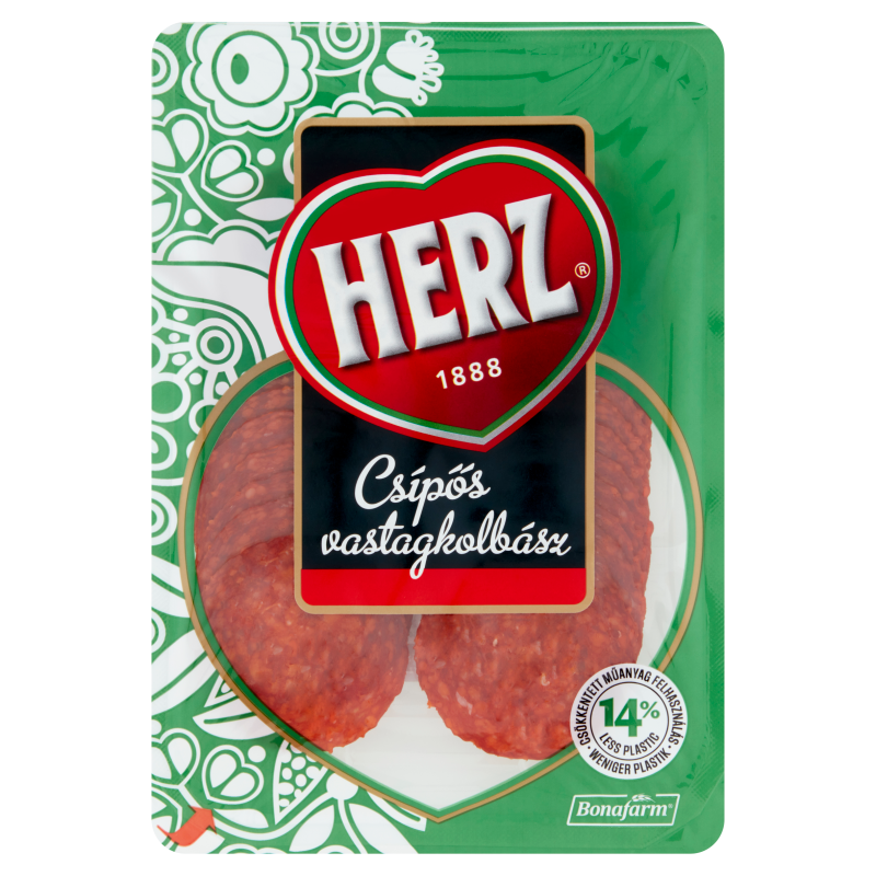 Herz vastagkolbász 70 g csípős, szeletelt