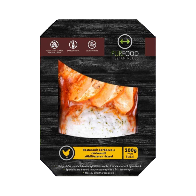 Purefood roston sült barbecue-s csirkemell zöldfűszeres rizzsel 350 g