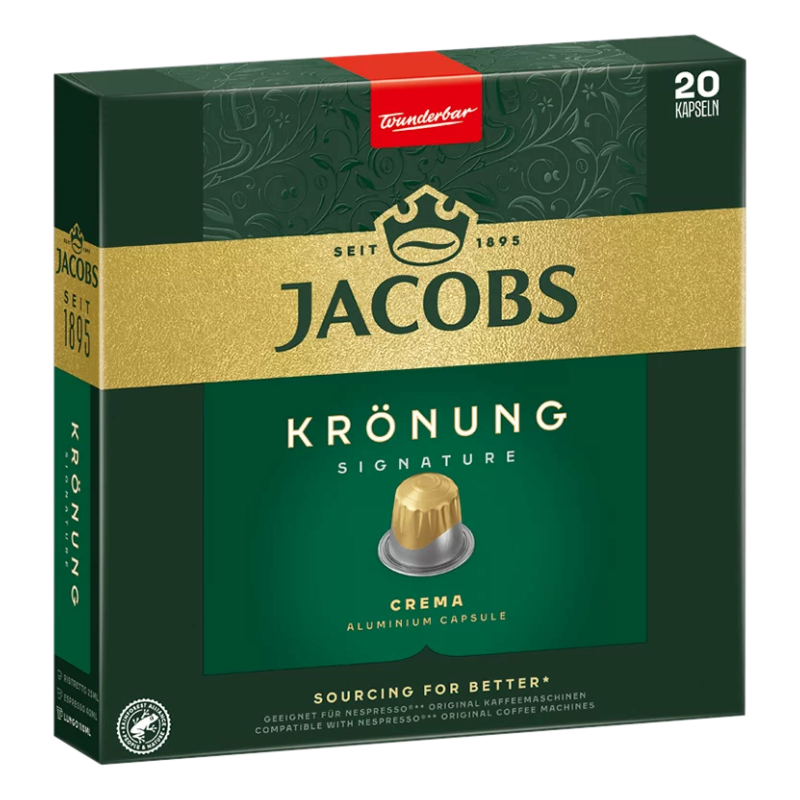 Jacobs Krönung Crema kávékapszula 20 db Nespresso ®kávégép kompatibilis termék