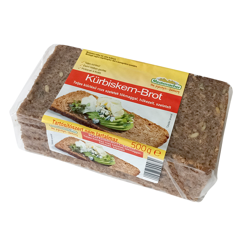 Mestemacher teljes kiőrlésű rozs szeletek tökmaggal 500 g