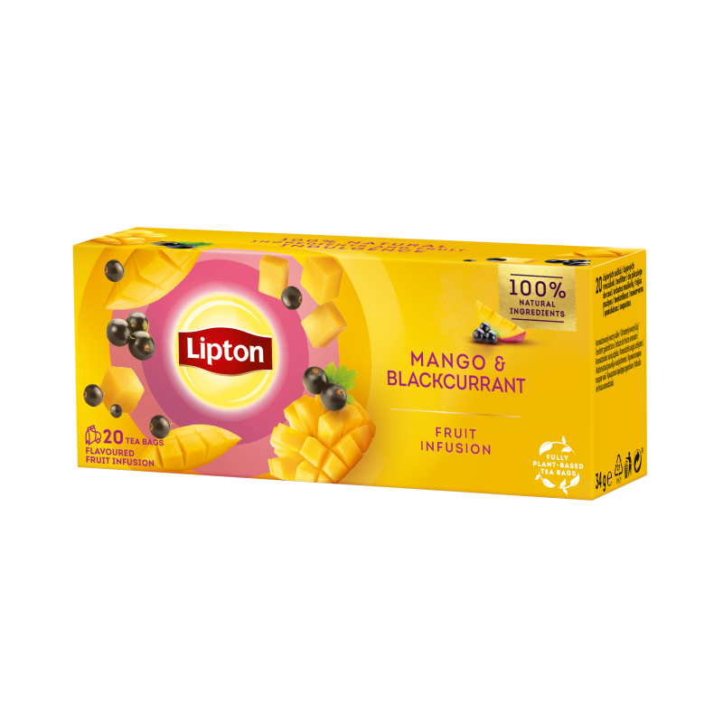 Lipton mangó & feketeribizli ízesítésű filteres gyümölcstea 20x1,7 g
