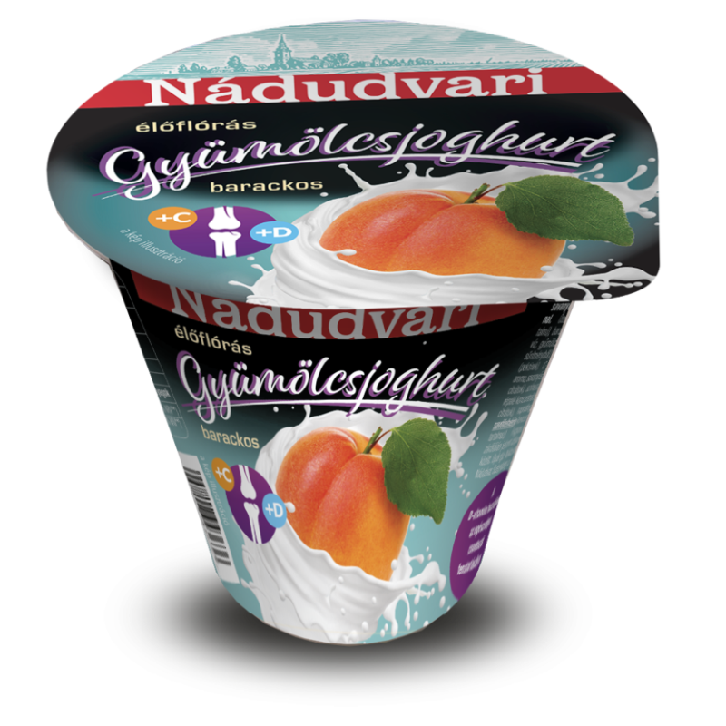Nádudvari élőflórás gyümölcsjoghurt 125 g barackos, C-, és D-vitaminnal