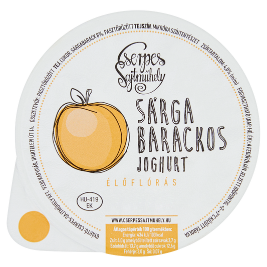 Cserpes joghurt 250 g sárgabarackos