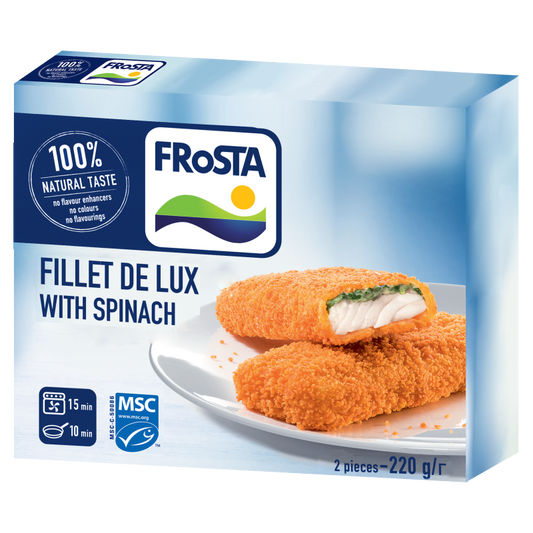 FRoSTA fagyasztott Fillet de Lux tőkehalfilé 220 g spenótos szósszal töltve
