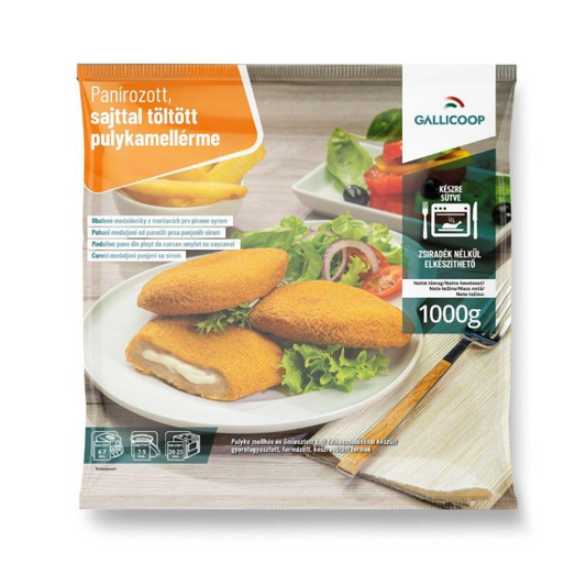 Gallicoop panírozott pulykamellérme 1 kg sajttal töltött
