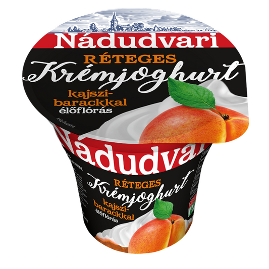 Nádudvari élőflórás réteges krémjoghurt 180 g kajszibarackkal