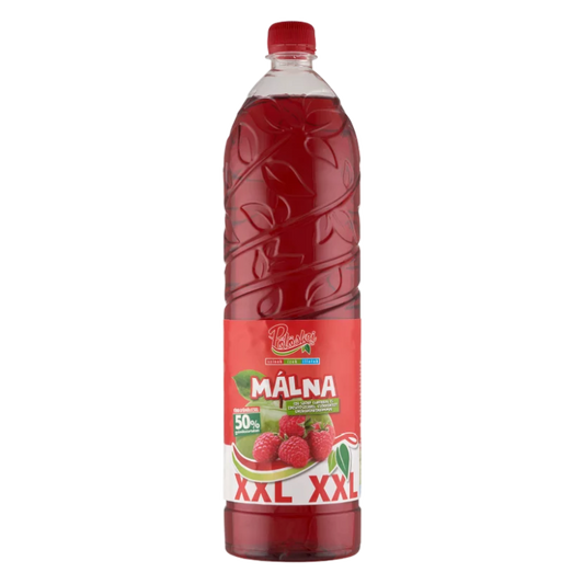 Pölöskei XXL málna ízű szörp 1,5 l cukorral és édesítőszerrel