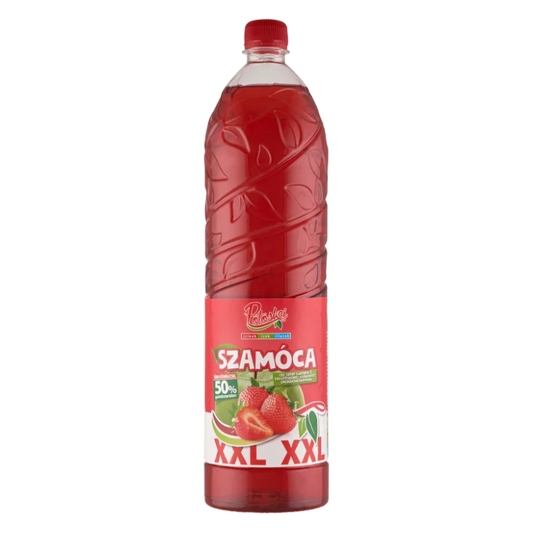 Pölöskei XXL szamóca ízű szörp 1,5 l cukorral és édesítőszerrel